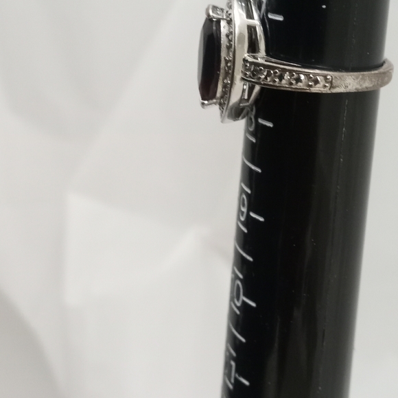 Nevada Sliver Vintage Burmese Marquise Garnet & Diamond Ring - Size: 7 - 7.5 - Picture 6 of 16